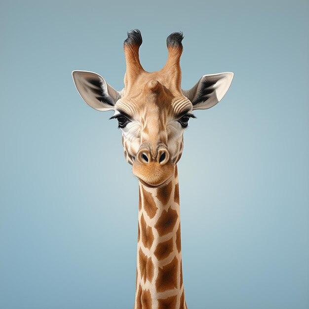 Photo graceful giraffe on light blue