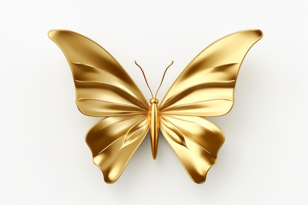 写真 白いまたは透明な表面上で飛ぶ優雅な金色の蝶 png 透明な背景