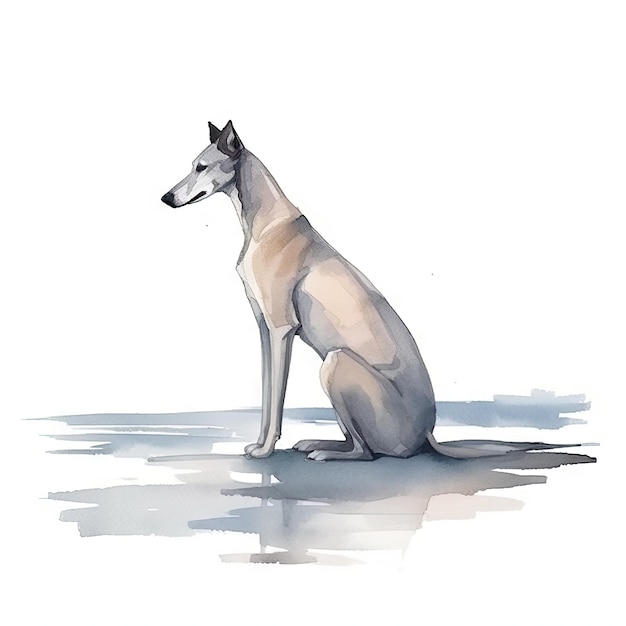 Graceful Greyhound in Soft Pastel Watercolor