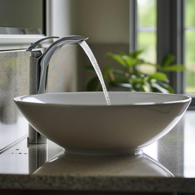 Graceful Hydration Sleek Bathroom Sink with a Marble Touch