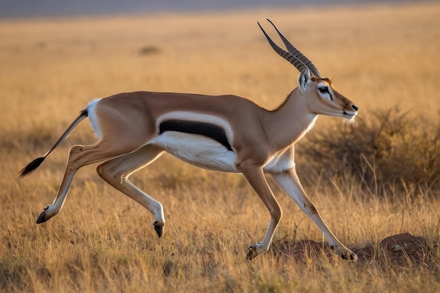 Graceful Impala in midstride on savanna