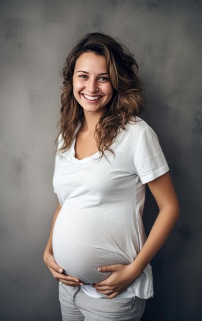 Photo graceful and joyful pregnant woman