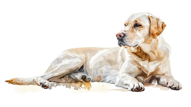 Photo graceful labrador delicate watercolor portrait of a retriever on white with soft and transparent h