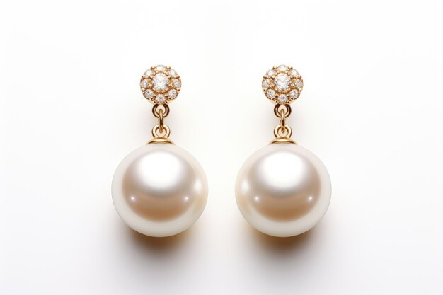 Graceful Pearl Earring Set Isolated On White Background