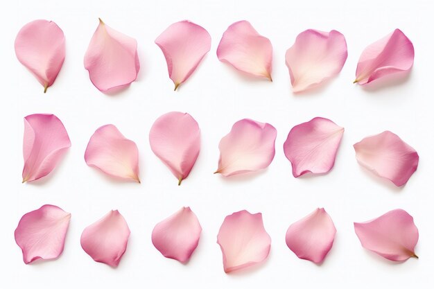 Photo graceful pink rose petals a beautiful set on a white canvas