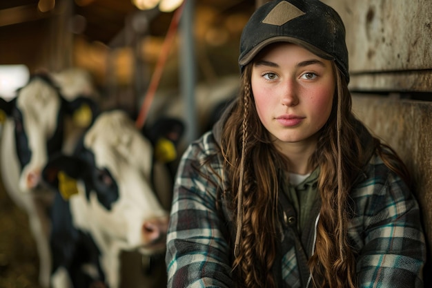 Photo a graceful portrait capturing the essence of a young dairy farmer