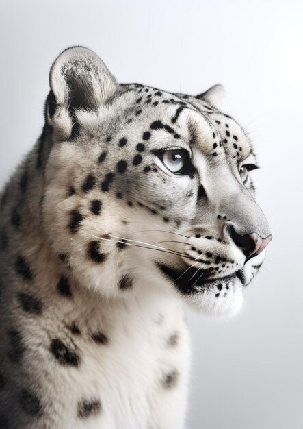 Graceful Snow Leopard A Minimalistic Portrait of Wild Elegance Generative AI