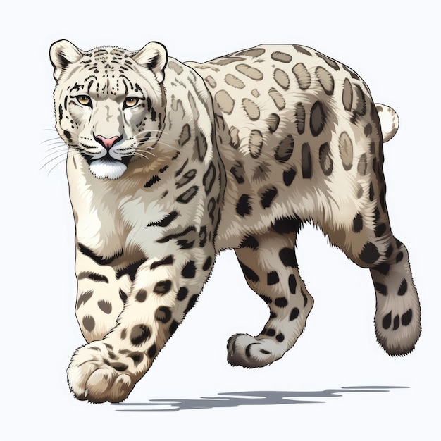 Photo graceful snow leopard strolling clipart with a clean white background png