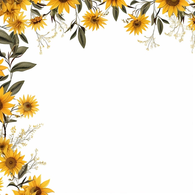 Graceful Sunflower Frame Open Creativity