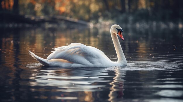 A graceful swan floating on a pond AI generated