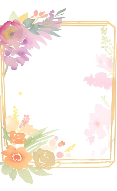 Graceful Watercolor Flower Frame on Abstract Background