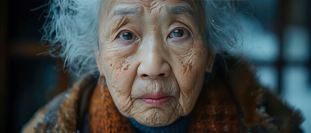 Graceful Wisdom Portrait of an Asian Elderly Female Reflecting a Lifetime of Experience and Resilience