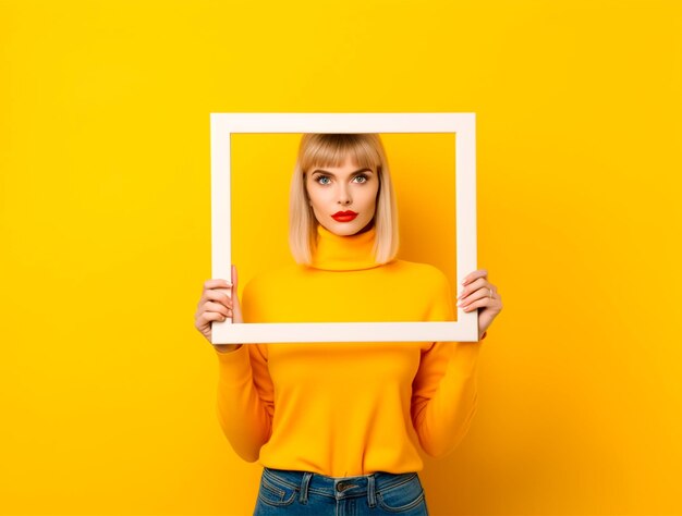 Graceful woman's hands holding paper frame