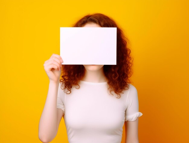 Graceful woman with hands on blank paper