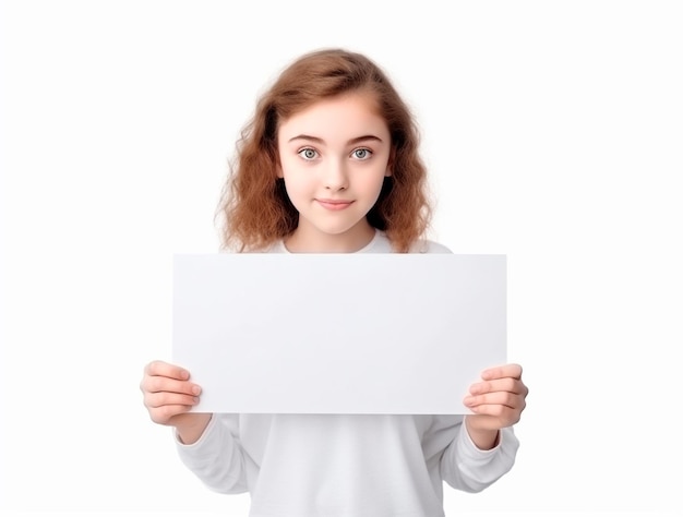 Graceful Woman with Hands on Blank Paper