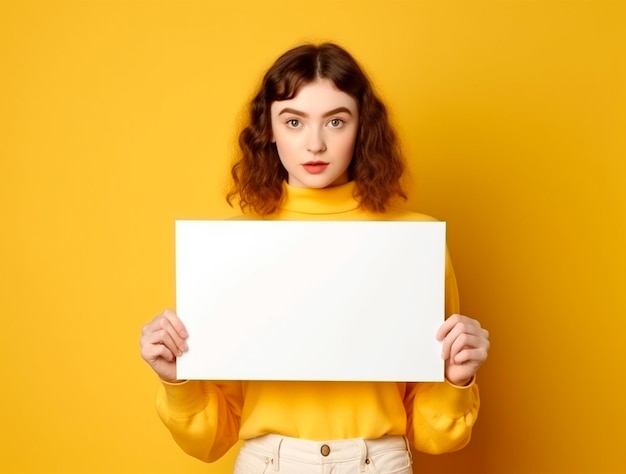 Graceful Woman with Hands on Blank Paper