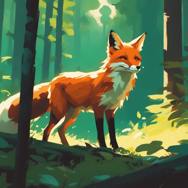 Graceful young red fox in natural splendor