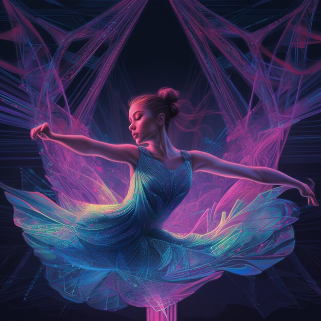 gracieus ballet verlicht door neonlichten