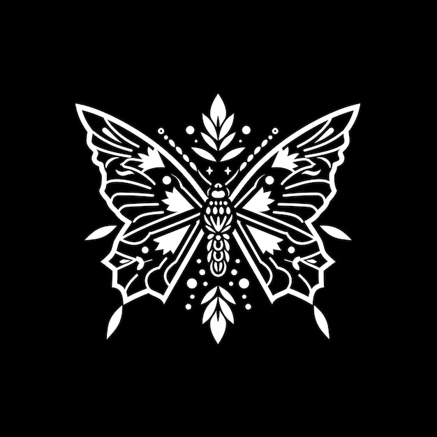 Gracieus Butterfly Tribe Badge Logo met Butterfly Wings en Creatief Logo Design Tattoo Outline