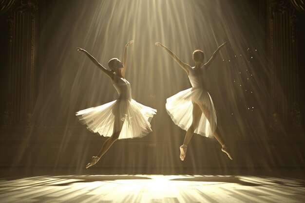 Gracieuze balletdansers op het podium octane