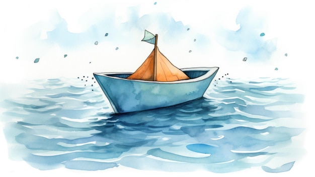 Gracieuze boot glijdt op het water Een serene scène Generatieve AI
