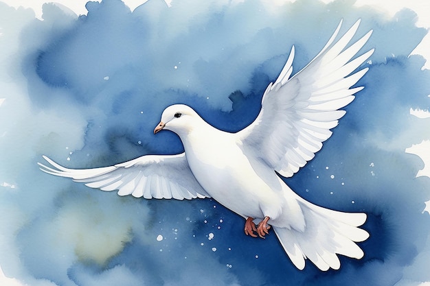Gracieuze dankbaarheid Een rustige bedankkaart belichaamd door de zwevende witte duif