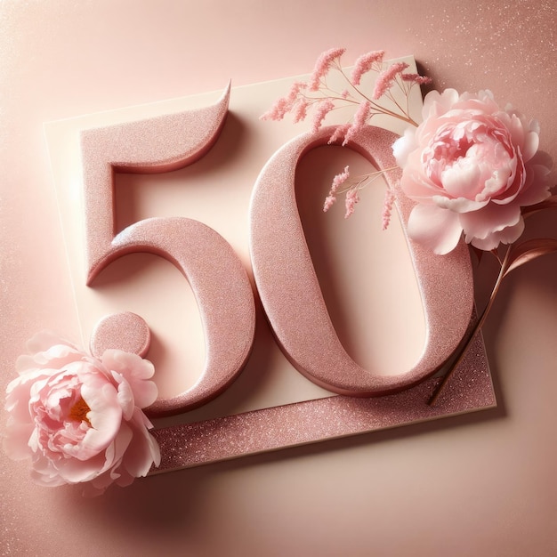 Gracieuze viering van de 50ste Pink Peonies and Glitter