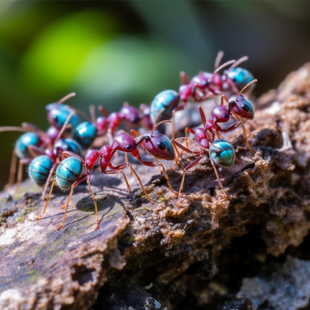 gradation blend of blue and pink ants