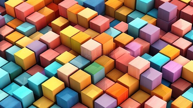 Photo gradiation color photo isometric cubes seamless pattern 3d render cubes backgrounda professional photography should use a high quality generative ai