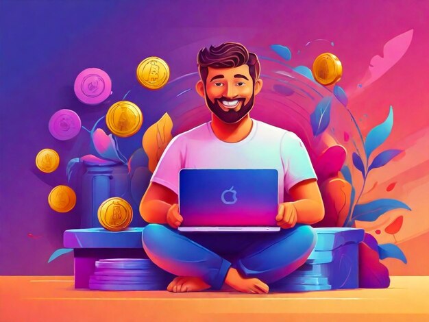 Gradient affiliate marketing illustration