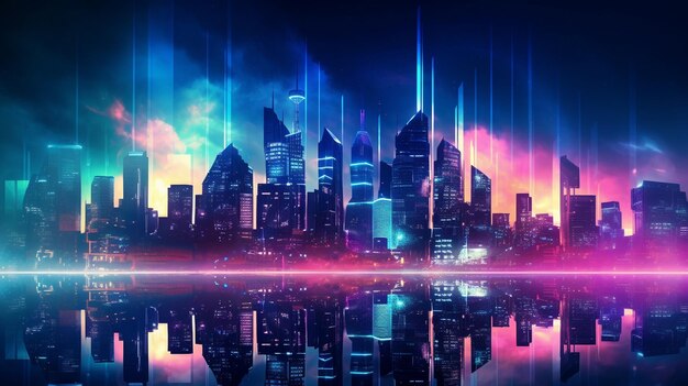 Gradient Background neon light city