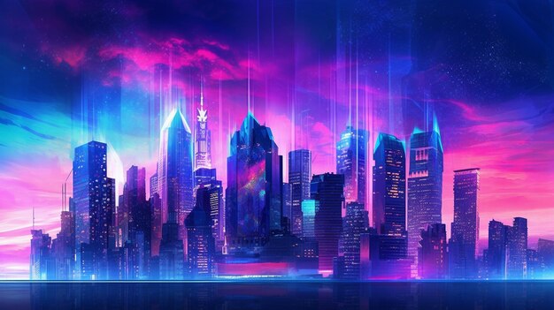 Photo gradient background neon light city