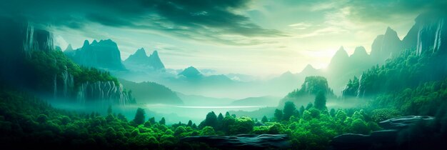 Photo gradient background with rich shades of green resembling a lush and tranquil oasis in the heart of nature generative ai