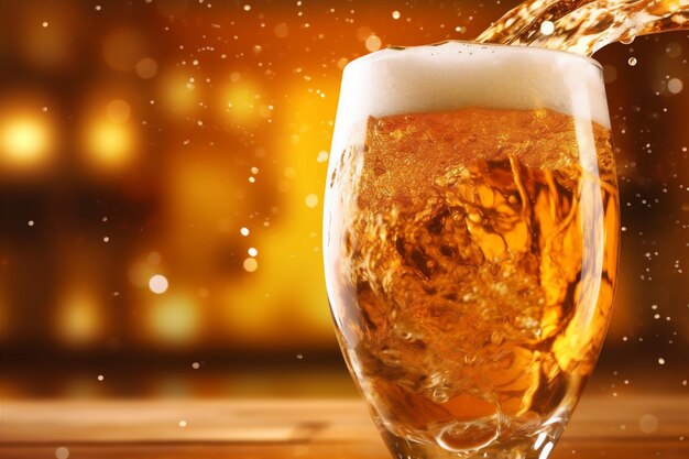グラディエント・バー スプラッシュ アルコール・バブル 背景 グラス・ドリンク ビール・フォーム 冷たい ジェネレーティブ・AI