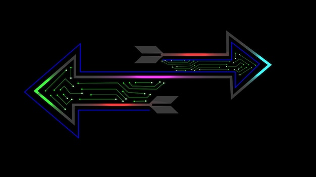 검은 색 그림 배경에 그라데이션 색상 격리 화살표 간단한 기호