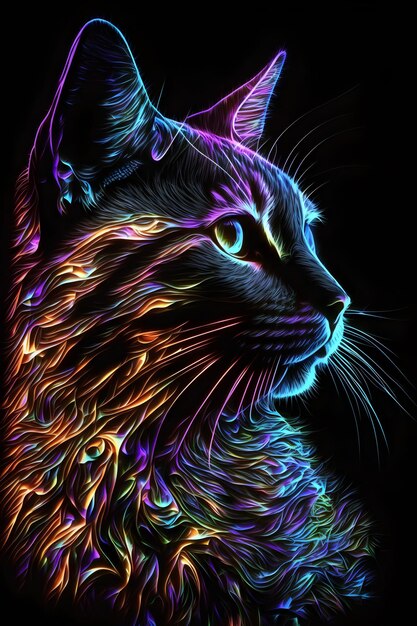 gradient colored cat. AI generated