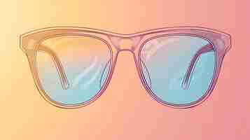 Photo gradient colors background with a pair of transparent glasses the glasses have a modern unisex frame