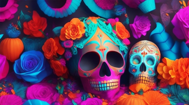 Gradient Dia de Muertos celebration background