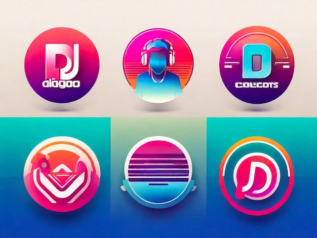 Gradient dj logo collection