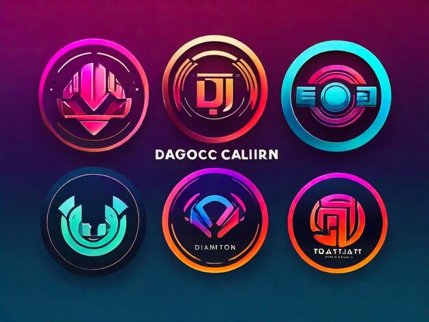 Gradient dj logo collection