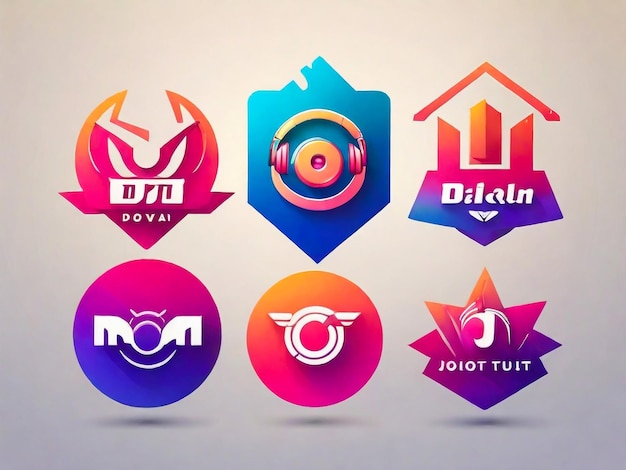 Gradient dj logo collection