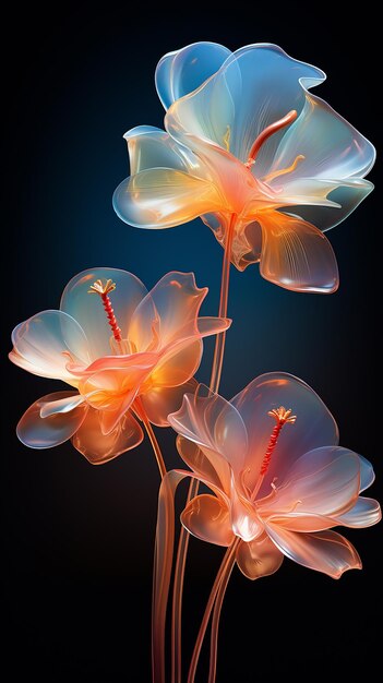 градиент цветы красочный голографический рендеринг транс