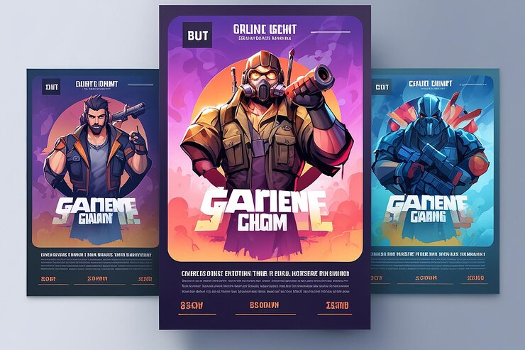 Photo gradient gaming entertainment poster template