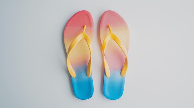 Gradiënt gekleurde flip-flops op een witte oppervlakte