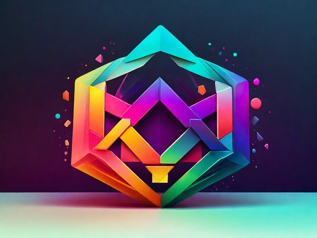 Gradient glowing colorful geometric logotype