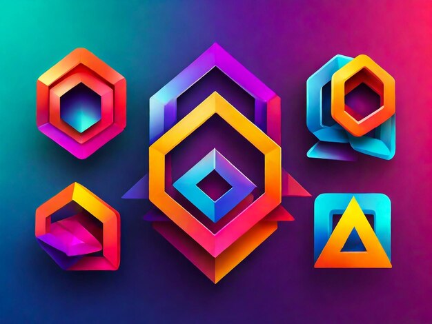 Gradient glowing colorful geometric logotype