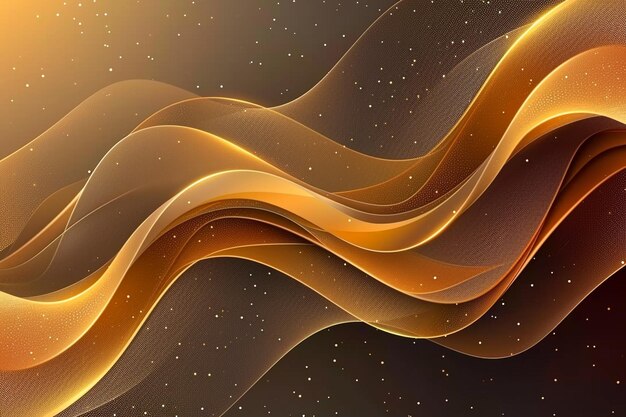 Градиентный золотой линейный фон с абстрактными прозрачными волнами