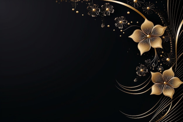 Gradient golden linear floral background