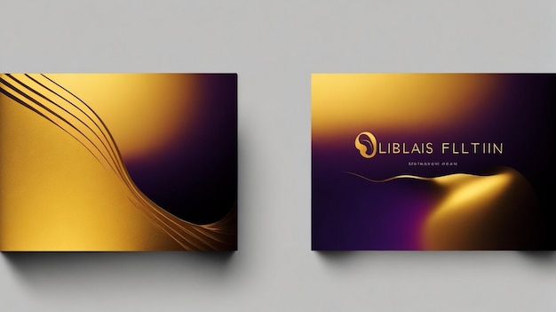 Photo gradient golden luxury horizontal business card template