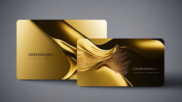 Photo gradient golden luxury horizontal business card template